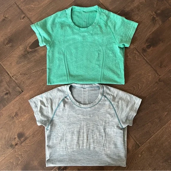 Lululemon Green and Blue Swiftly Tech Tops - Picture 1 of 9